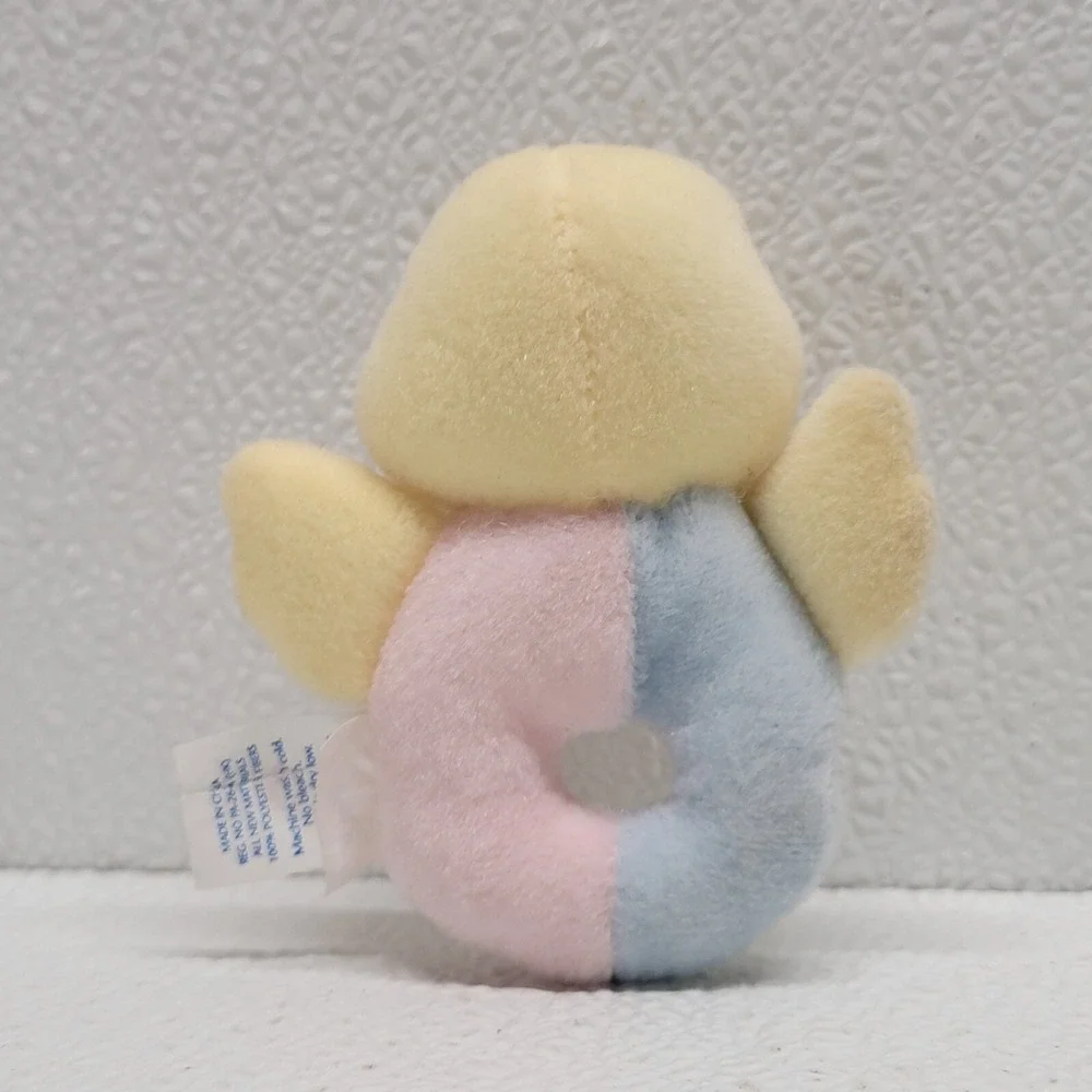 1999 Vintage Kids II Baby Ring Rattle Blue Pink Yellow Duck Plush Toy